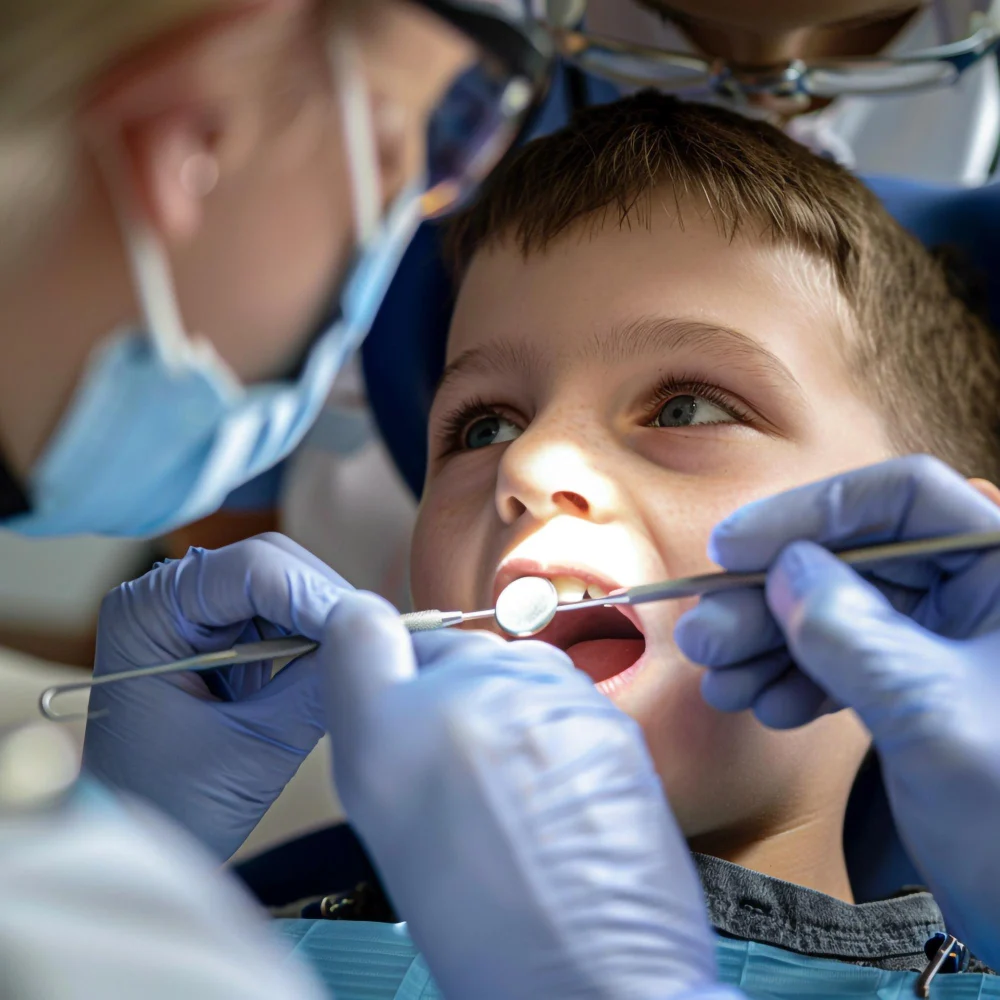 Young boy having a dental exam